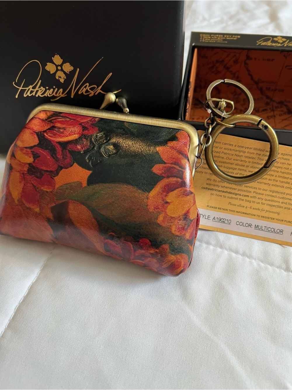 NWT Patricia Nash Borse Leather Coin Purse Key Fob